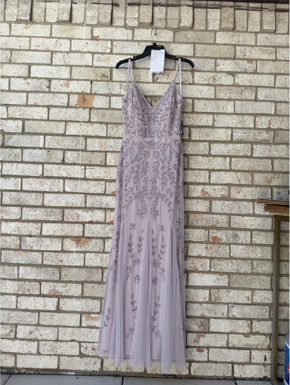 MARINA Beaded Sequin Evening Gown Dress Size L NWT